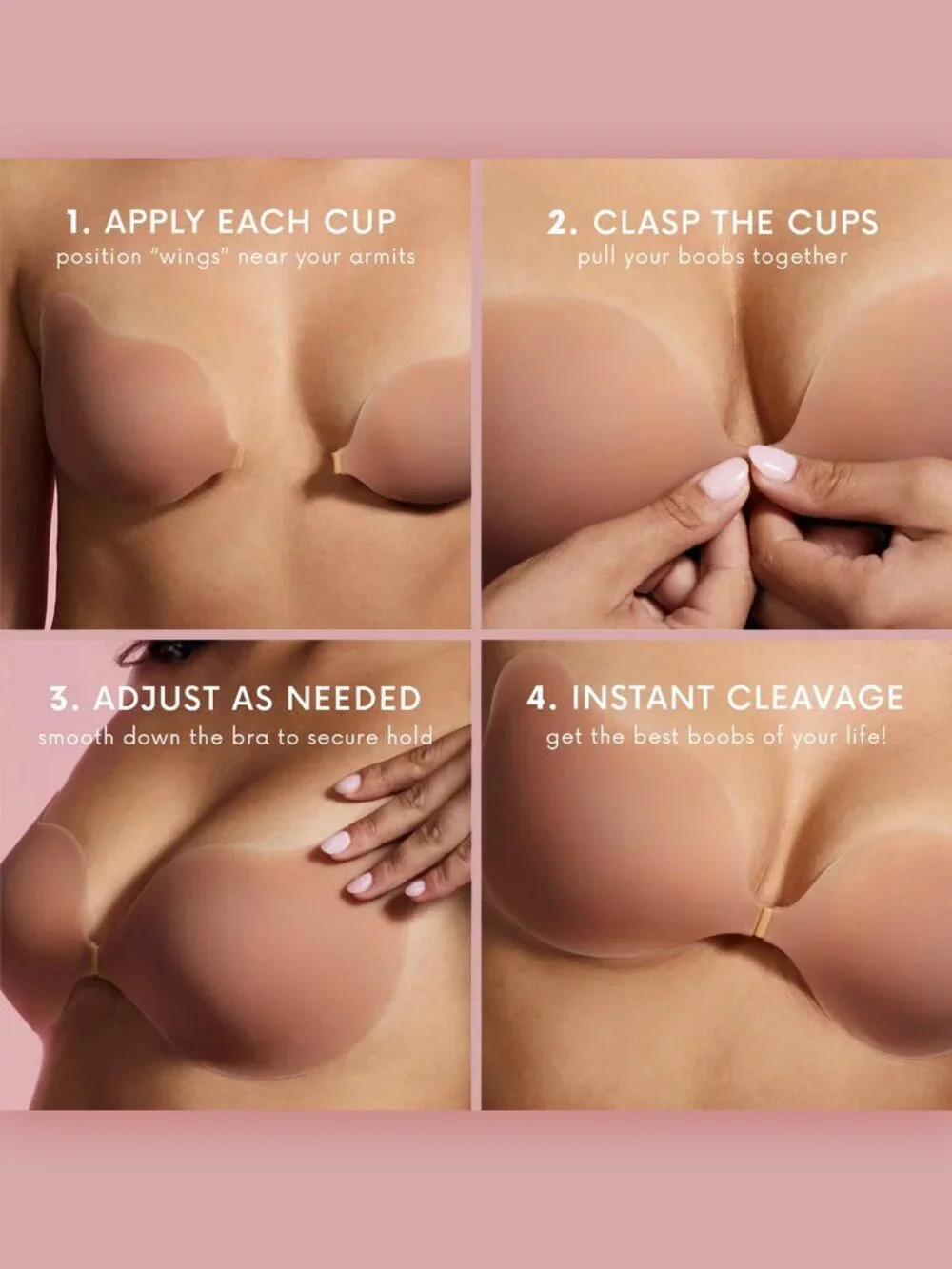CAKES BODY Cleavage Reusable Stick-On Push-Up Bra - Size XXL